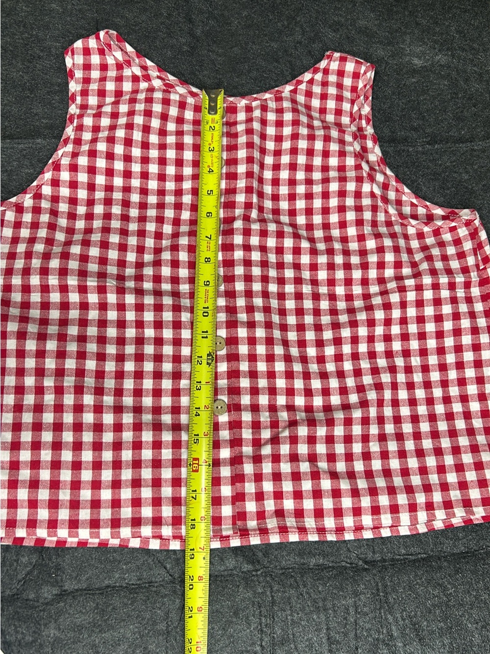 XL Red Gingham Sleeveless Women’s Top
